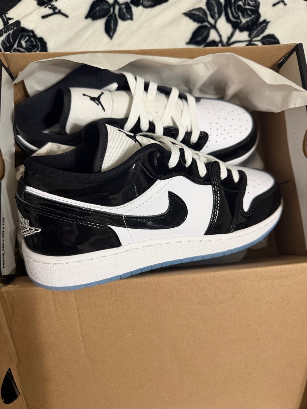 Nike Air Jordan 1 Low - Black/White with Icy Blue Sole